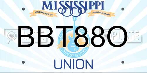 BBT88O Mississippi License Plate