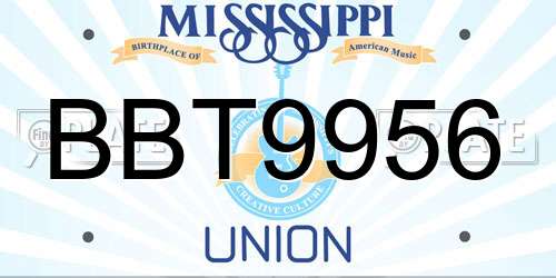 BBT9956 Mississippi License Plate
