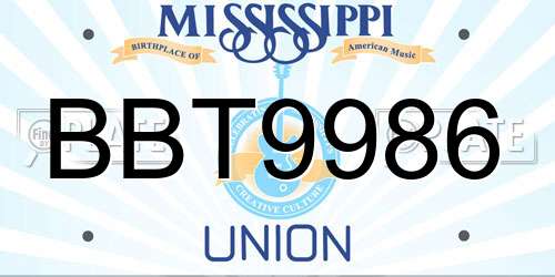BBT9986 Mississippi License Plate