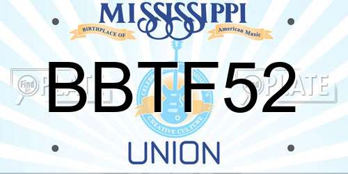 BBTF52 Mississippi License Plate