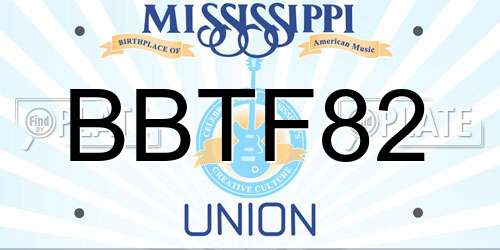 BBTF82 Mississippi License Plate
