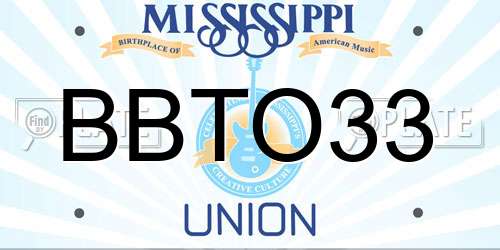 BBTO33 Mississippi License Plate