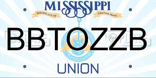 BBTOZZB Mississippi License Plate