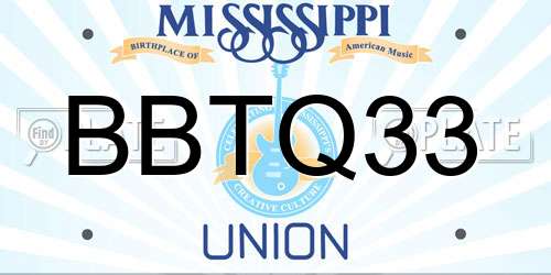 BBTQ33 Mississippi License Plate