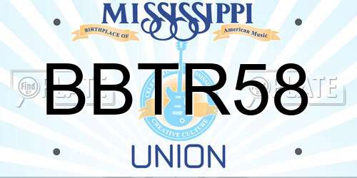 BBTR58 Mississippi License Plate
