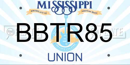 BBTR85 Mississippi License Plate