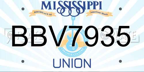 BBV7935 Mississippi License Plate
