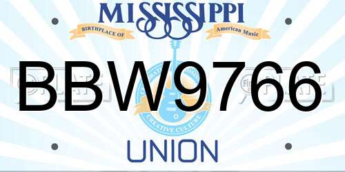 BBW9766 Mississippi License Plate