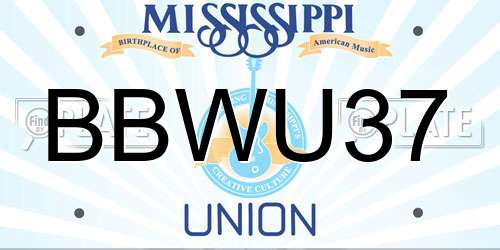 BBWU37 Mississippi License Plate
