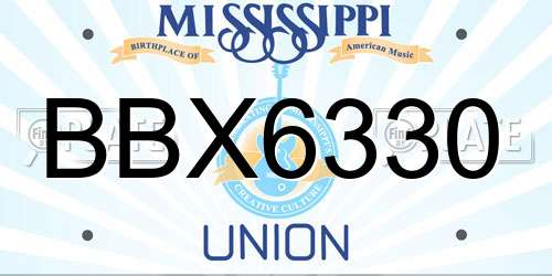 BBX6330 Mississippi License Plate