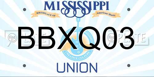 BBXQ03 Mississippi License Plate