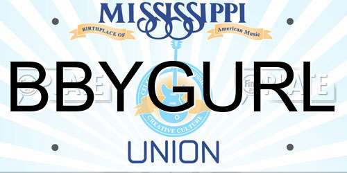 BBYGURL Mississippi License Plate
