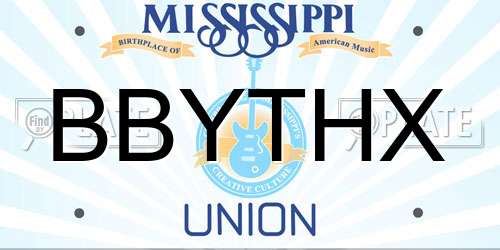 BBYTHX Mississippi License Plate