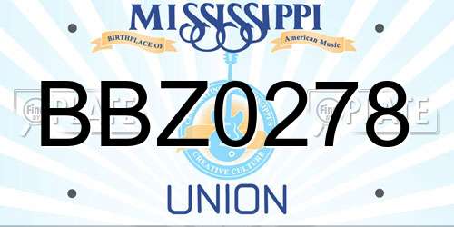 BBZ0278 Mississippi License Plate