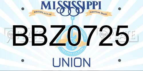 BBZ0725 Mississippi License Plate