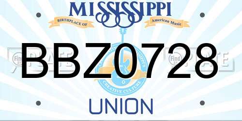 BBZ0728 Mississippi License Plate