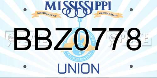 BBZ0778 Mississippi License Plate