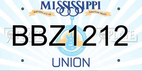 BBZ1212 Mississippi License Plate