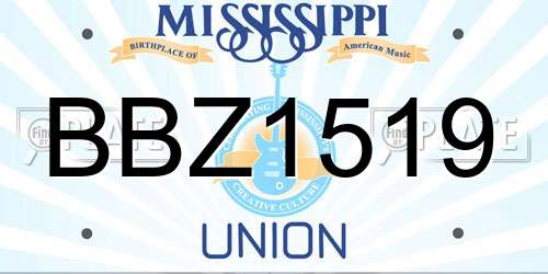BBZ1519 Mississippi License Plate