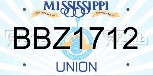 BBZ1712 Mississippi License Plate
