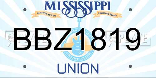 BBZ1819 Mississippi License Plate