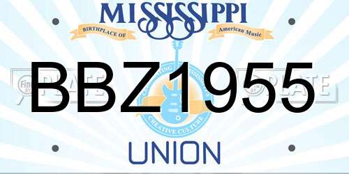 BBZ1955 Mississippi License Plate