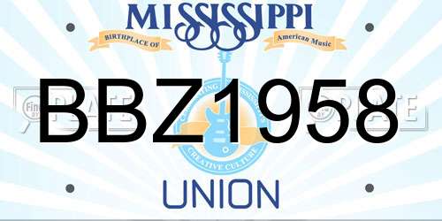 BBZ1958 Mississippi License Plate