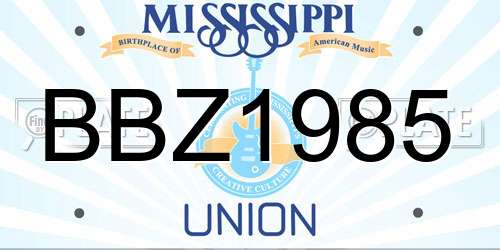 BBZ1985 Mississippi License Plate