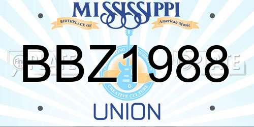 BBZ1988 Mississippi License Plate