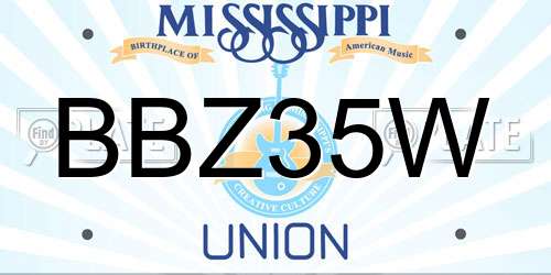 BBZ35W Mississippi License Plate