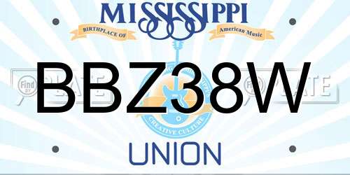 BBZ38W Mississippi License Plate