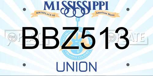 BBZ513 Mississippi License Plate
