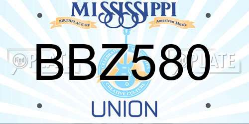 BBZ580 Mississippi License Plate