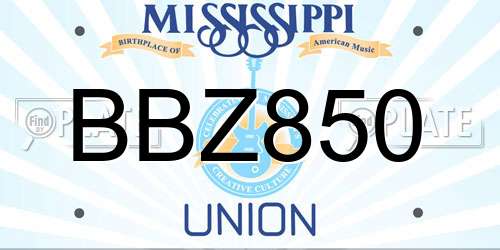 BBZ850 Mississippi License Plate