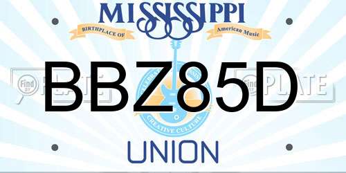 BBZ85D Mississippi License Plate