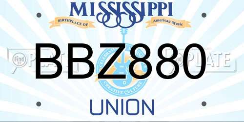 BBZ880 Mississippi License Plate