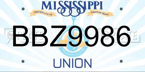 BBZ9986 Mississippi License Plate