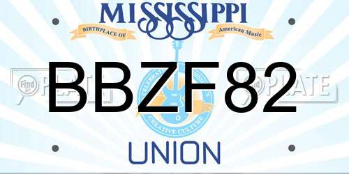 BBZF82 Mississippi License Plate