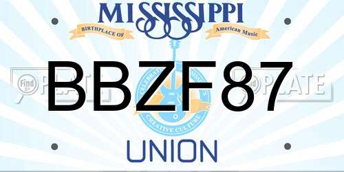 BBZF87 Mississippi License Plate