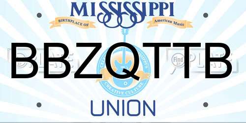 BBZQTTB Mississippi License Plate