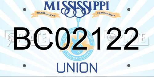 BC02122 Mississippi License Plate
