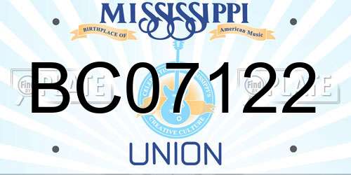 BC07122 Mississippi License Plate