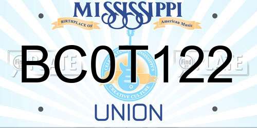 BC0T122 Mississippi License Plate