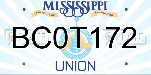 BC0T172 Mississippi License Plate