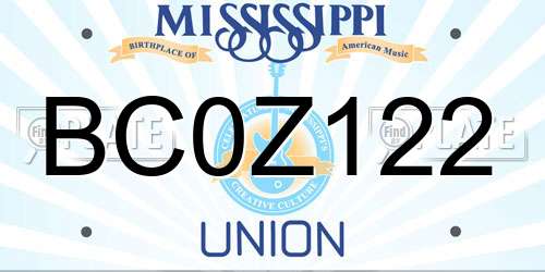 BC0Z122 Mississippi License Plate