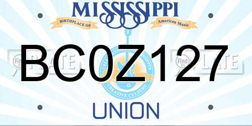 BC0Z127 Mississippi License Plate