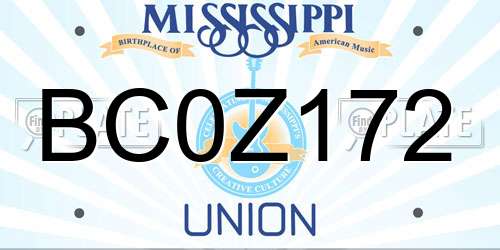 BC0Z172 Mississippi License Plate
