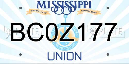 BC0Z177 Mississippi License Plate