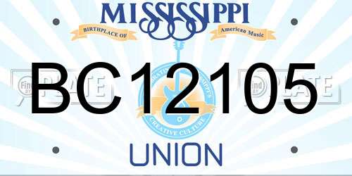 BC12105 Mississippi License Plate