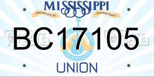 BC17105 Mississippi License Plate